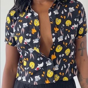 Urban Outfitters X Looney Tunes Cropped Button Up